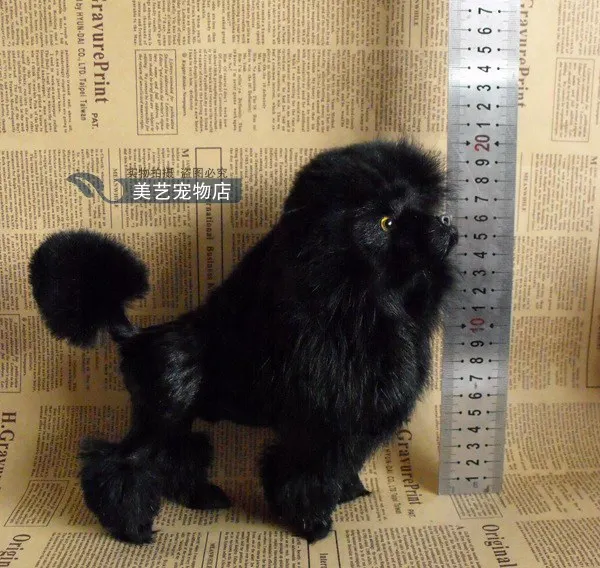 Simulasi Anjing Pudel Model Polyethylene Bulu 22x10x20 Cm Hitam