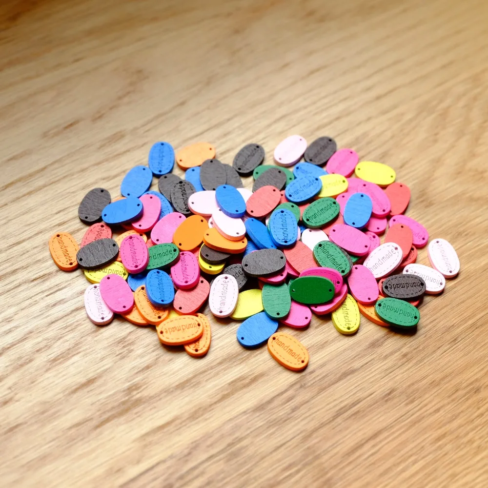 100PCs Multicolor Wooden Button Handmade Letter Carved Decorative Buttons Fit Sewing Scrapbooking Crafts DIY 20x12mm 8695 | Дом и сад