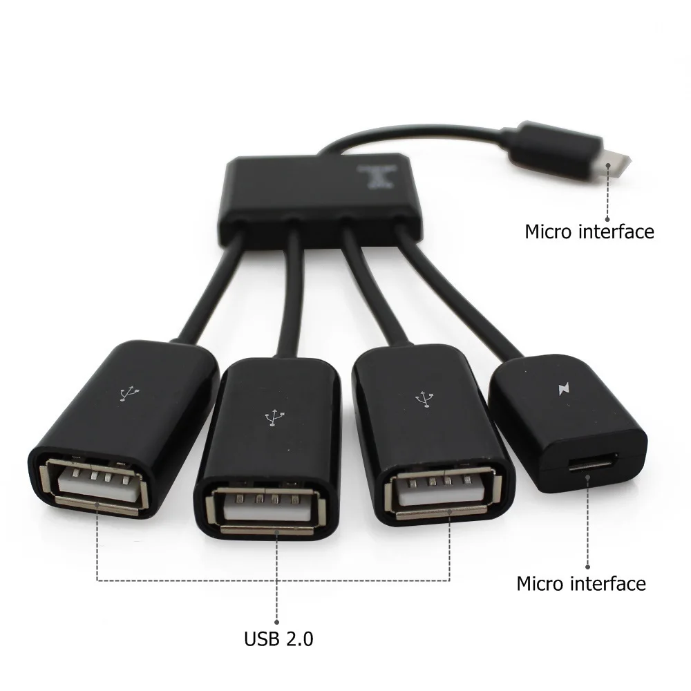 CHYI 4 порта USB 2,0 концентратор 4 в 1 микро USB хост OTG кабель зарядный концентратор Шнур адаптер сплиттер для Android телефон планшет Usb накопители