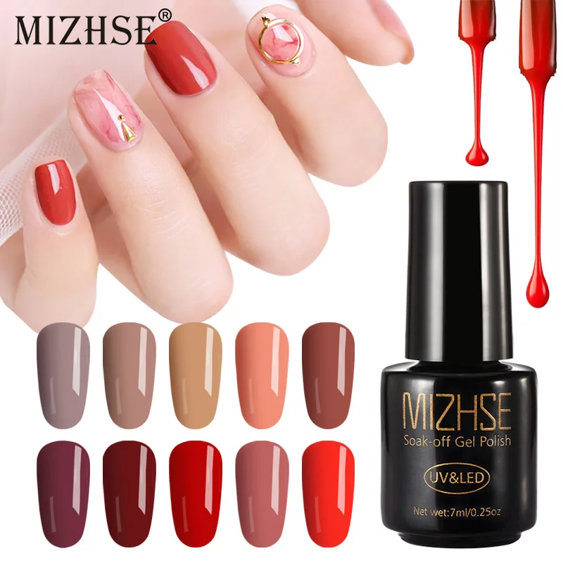 

MIZHSE 1pcs 7ml UV Gel Nail Polish Soak Off Nail Art Nail Gel Varnish Vernis Semi Permanant UV LED Hybrid Nail Gel Polishes