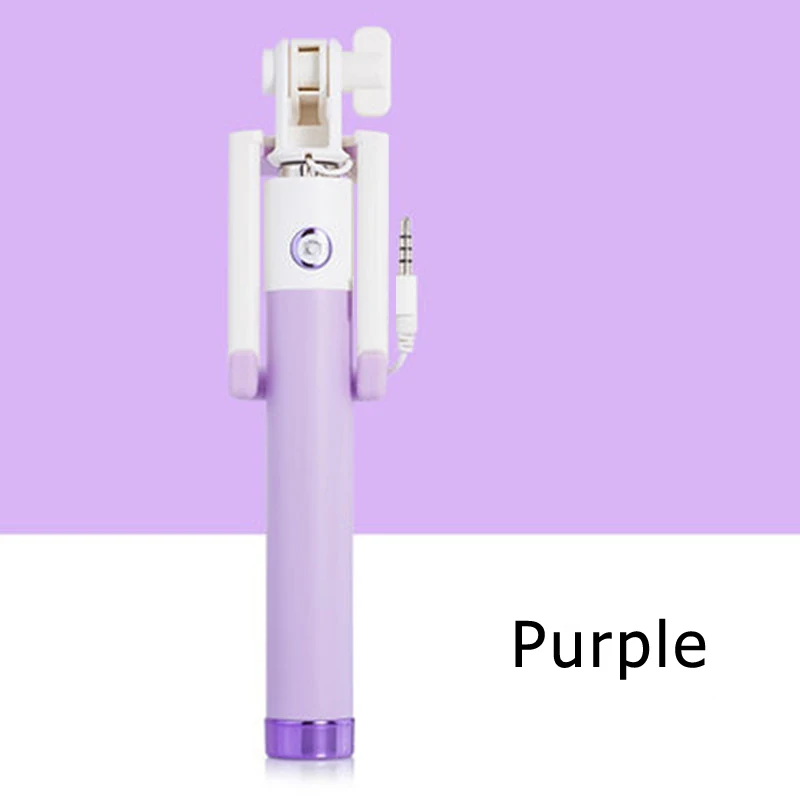 Mini Selfie Stick With Button Wired Silicone Handle Monopod Universal For iPhone 6 5 Android Samsung Huawei Xiaomi Sticks (2)