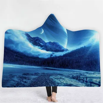 

SOFTBATFY Bright Galaxy Hooded Blanket Fleece Throw Blanket Dropshipping