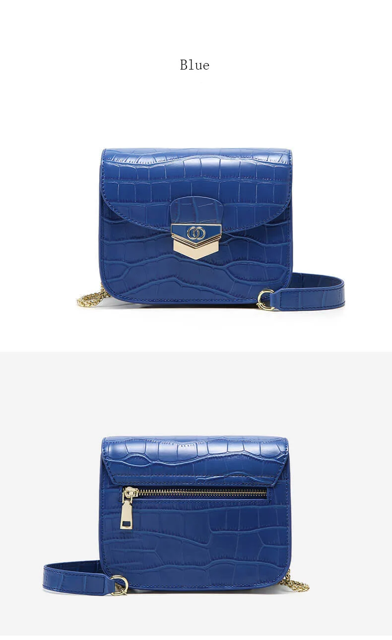Кожаные сумки с цепочкой, Новая высококачественная женская сумка с узором «крокодиловая кожа» в западном стиле, простая маленькая квадратная сумка для женщин