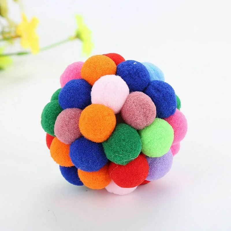Built-In Catnip Interactive Toy New Pet Cat Toy Colorful Handmade Bells Bouncy Ball Pet Supplies Cat Toys Interactive