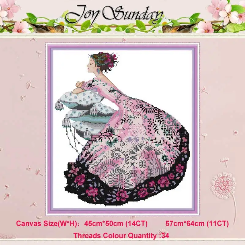 

Woman in a flowery skirt counted 11CT 14CT Cross Stitch Set DIY DMC Chinese Cross-stitch Kit Embroidery Needlework home deco