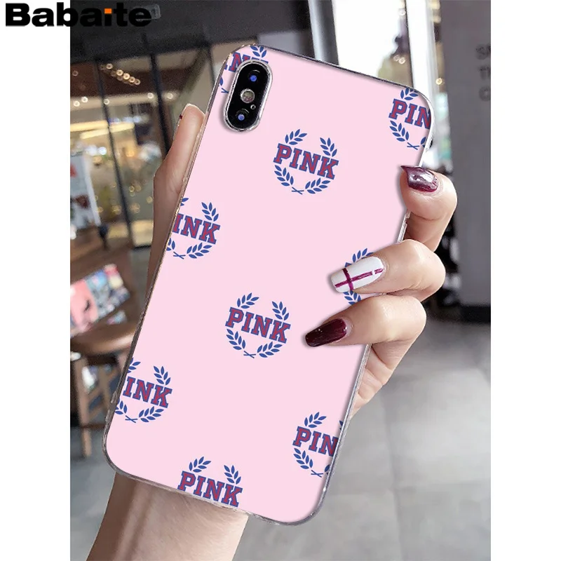 Babaite Brand NEW Victoria LOVE PINK Smart Cover Transparent Shell Phone Case for Apple iPhone 8 7 6 6S Plus X XS MAX 5 5S SE XR
