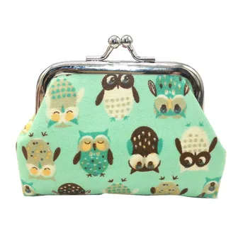 

Women Short Wallet Kids Girls Cotton Literary Cute Character Owl Mini Coin Purse 2019 Hasp Handbag Key Card Holders Money Bag