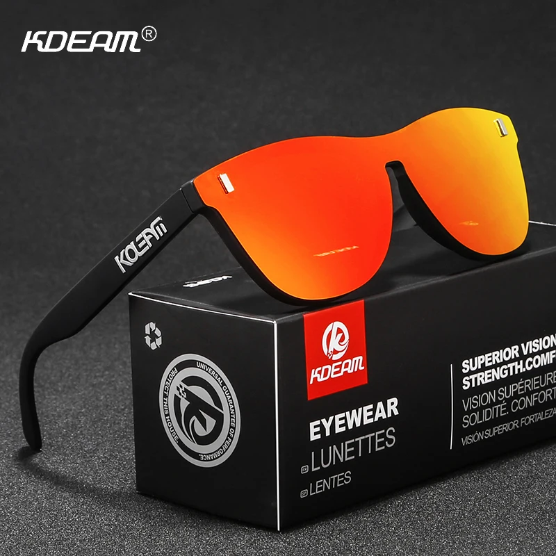 KDEAM Men TR90 Polarized Sport Sunglasses Outdoor Driving Fishing Square Glasses 