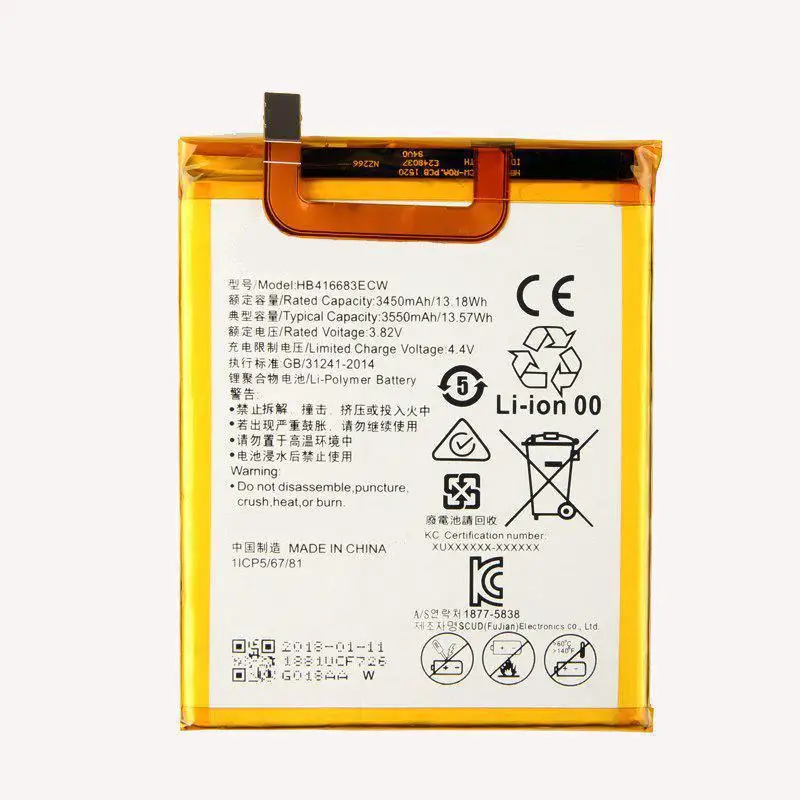 3450 mAh HB416683ECW литий-ионный телефона аккумулятор для Huawei Nexus 6 P H1512 H1511