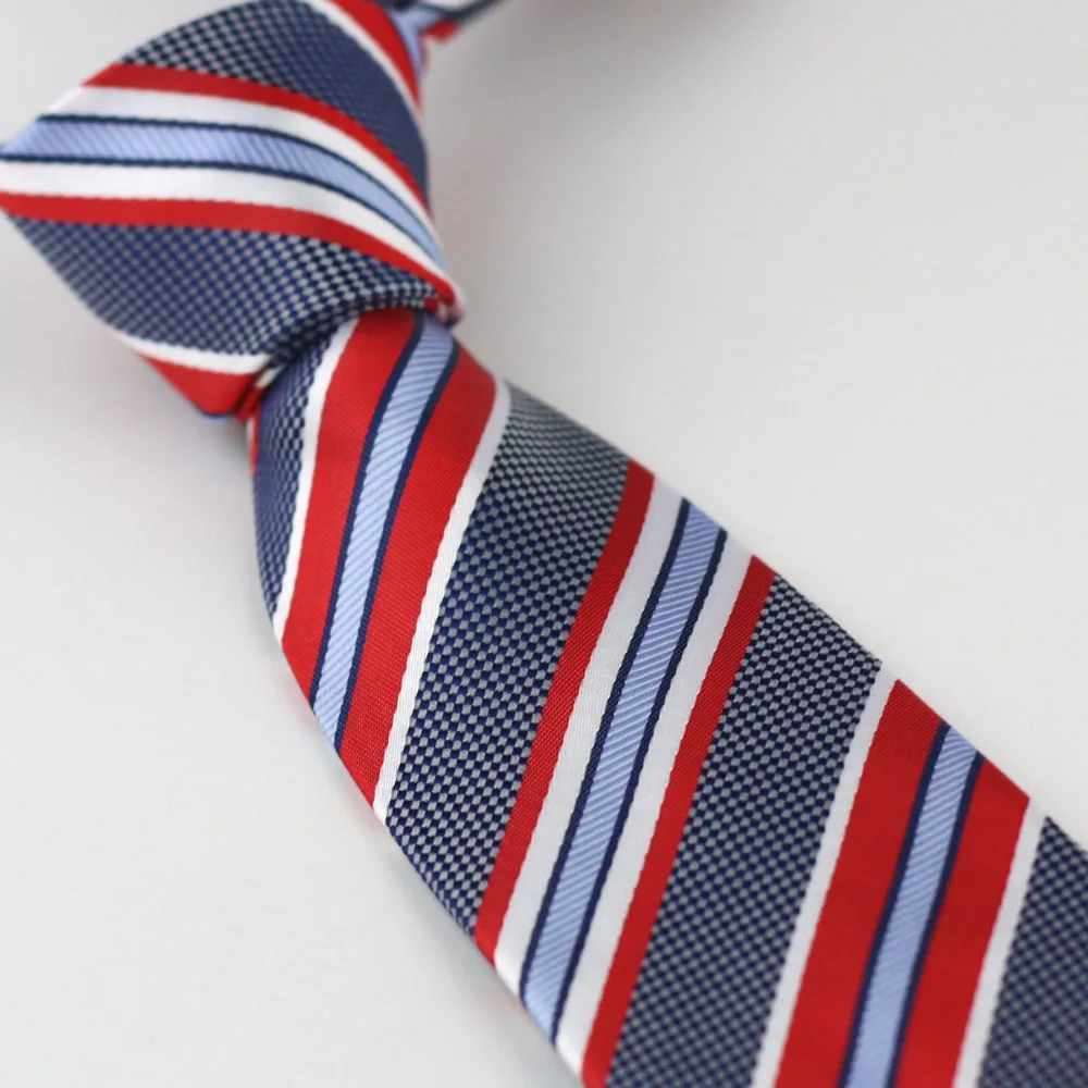 Men's Suit Ties New Design Red With Blue/sky blue/White Diagonal
