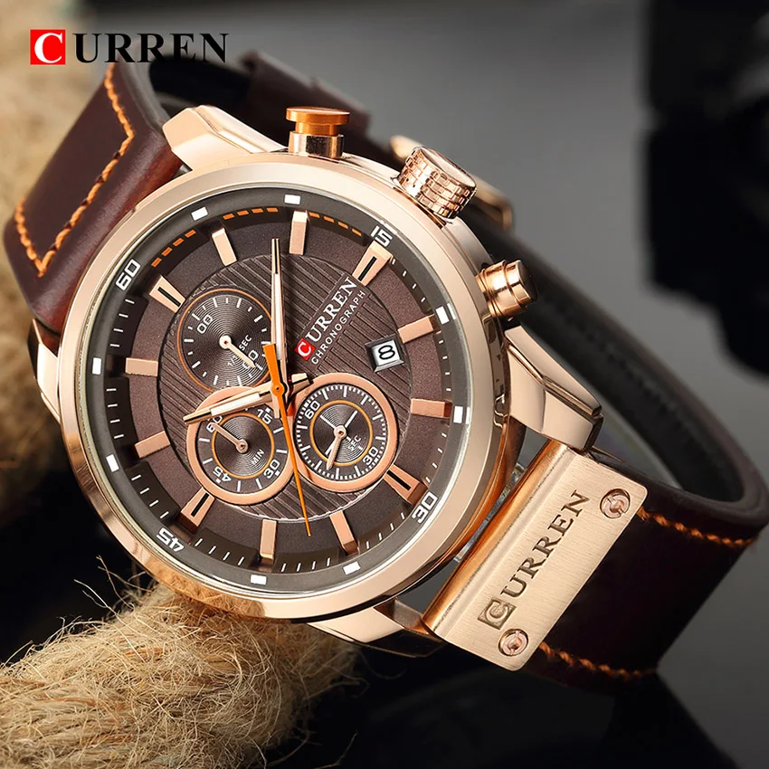 

Curren Watch Leather Man Watch Big Army Military Sport Male Clock Man Watch Waterproof Top Brand Luxury Mens Watches Chronograph