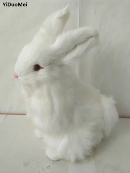 

artificial white rabbit model,plastic&furs large 22x9x15cm cute rabbit handicraft ,home decoration gift a1900