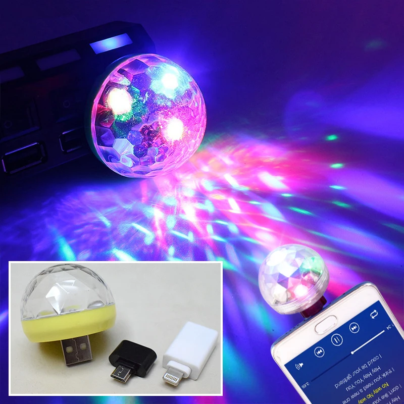 Лазерный USB светильник мини RGB светодиодный диско шар в форме сценического