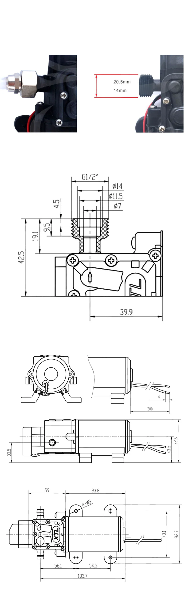 DC 12V 24V 100W 0.9Mpa 130PSI 8L/Min сельскохозяйственный Электрический водяной насос Черный Миниатюрный Мембранный опрыскиватель высокого давления