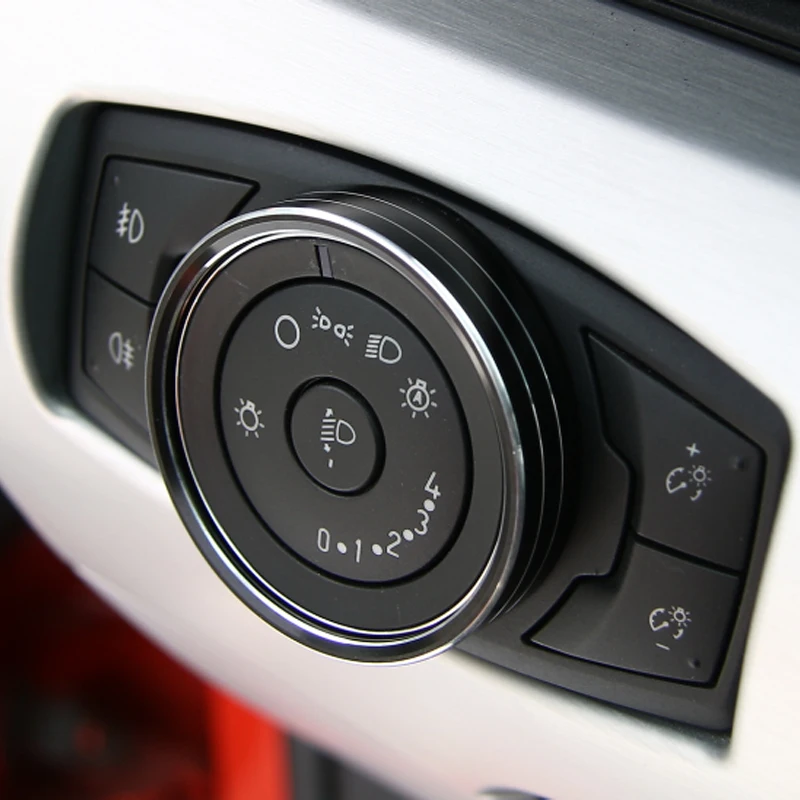 YCCPAUTO 1Pcs Car Styling Aluminium Alloy Headlight Switch Knob Button Decoration Trim Ring For Ford Mustang F150 UP