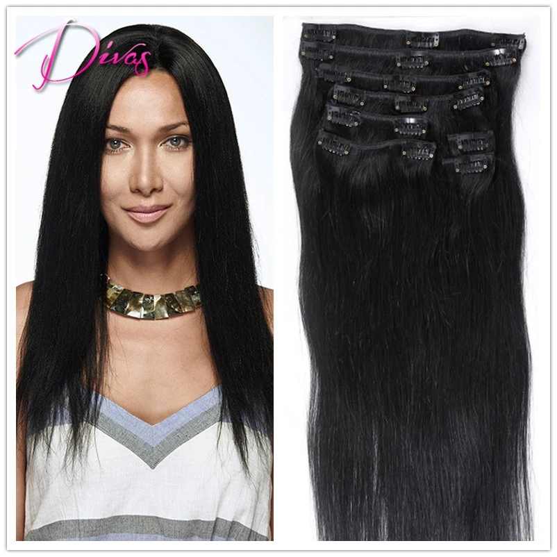 2016 Hot Sell Clip In Straight Hair Brazilian Virgin Clip In Hair