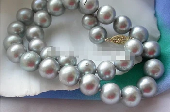 

Eternal wedding Women Gift word 925 Sterling real 925 real natural big DYY+++317 TAHITIAN GRAY PEARL NECKLACE 17"