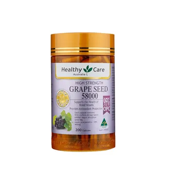 Healthy Care Grape Seed Extract 58000 200Caps Women Beauty Skin Care Capillaries Health Antioxidant Against free radical damage 1