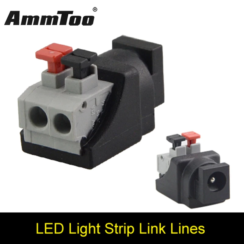 

DC Power Female Connector Plug Mark Polarity DC Power Jack Connector Adapter For CCTV LED Light 5050 3528 Single Color LED Strip