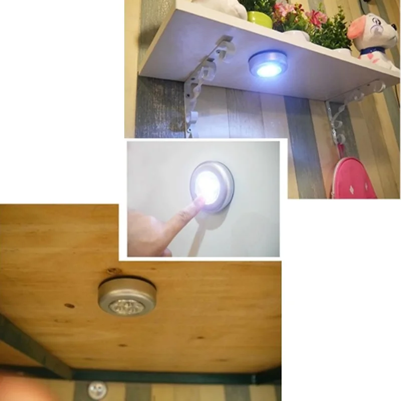 Мини 3 светодиода 3 ААА батарейный Ночной светильник шкаф светильник в любое время для шкафов счетчики спальни прикроватные в машине и т. Д