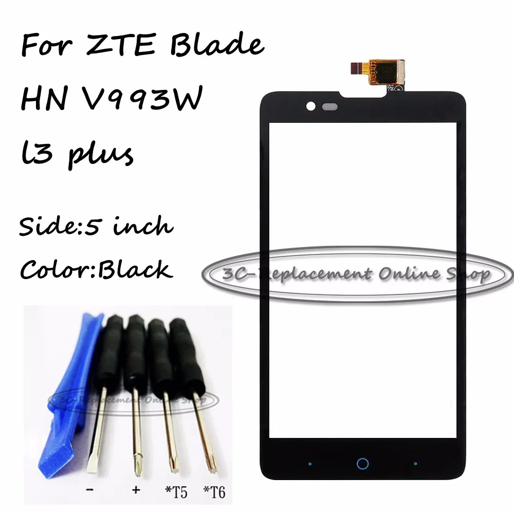 1 шт. Черный сенсорный экран дигитайзер для ZTE Blade HN V993W l3 plus дисплей Бесплатная