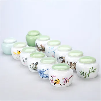 

Tea Canister Ceramic Tea Packaging Box Tea Box Porcelain Sealed Tank Portable Pottery Ceramics Porcelain Caddy Jar Kitchen Jar