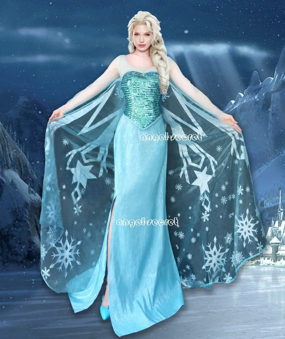

3800 Movies NEW Snow Queen Elsa Cosplay Costume Dress tailor made kid adult