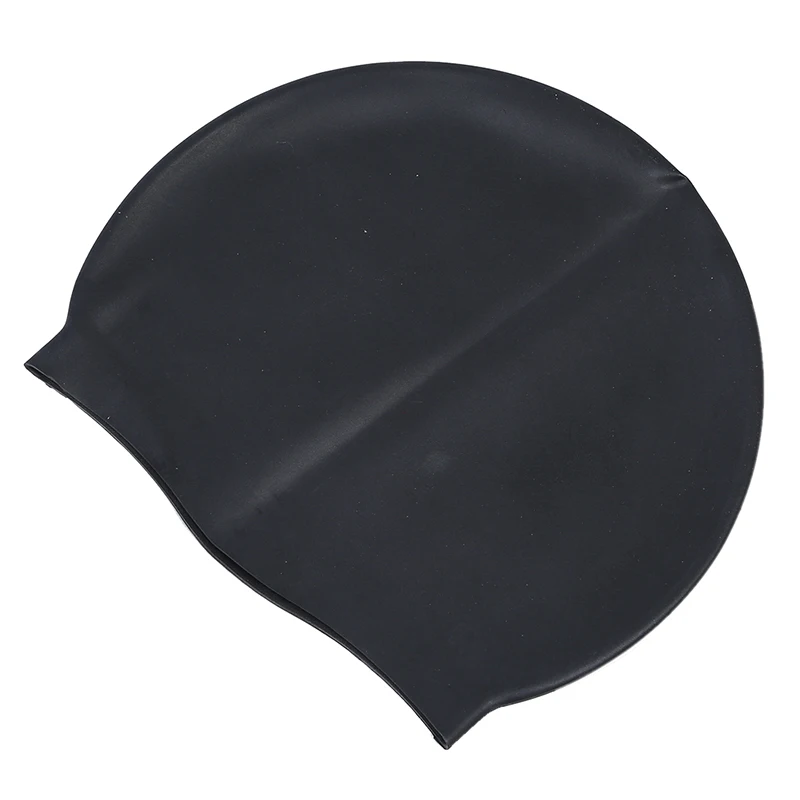 Black Soft Silicone Stretchable Swim Swimming Cap Hat for Adults