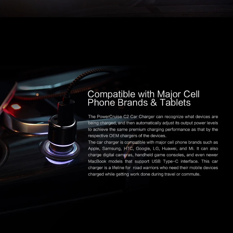 Original Xiaomi ZMI Car Charger Dual USB 5V/2.4A Quick Charge QC3.0 Metal Apply for iPhone X 8 7S Android iOS Smartphone Tablet