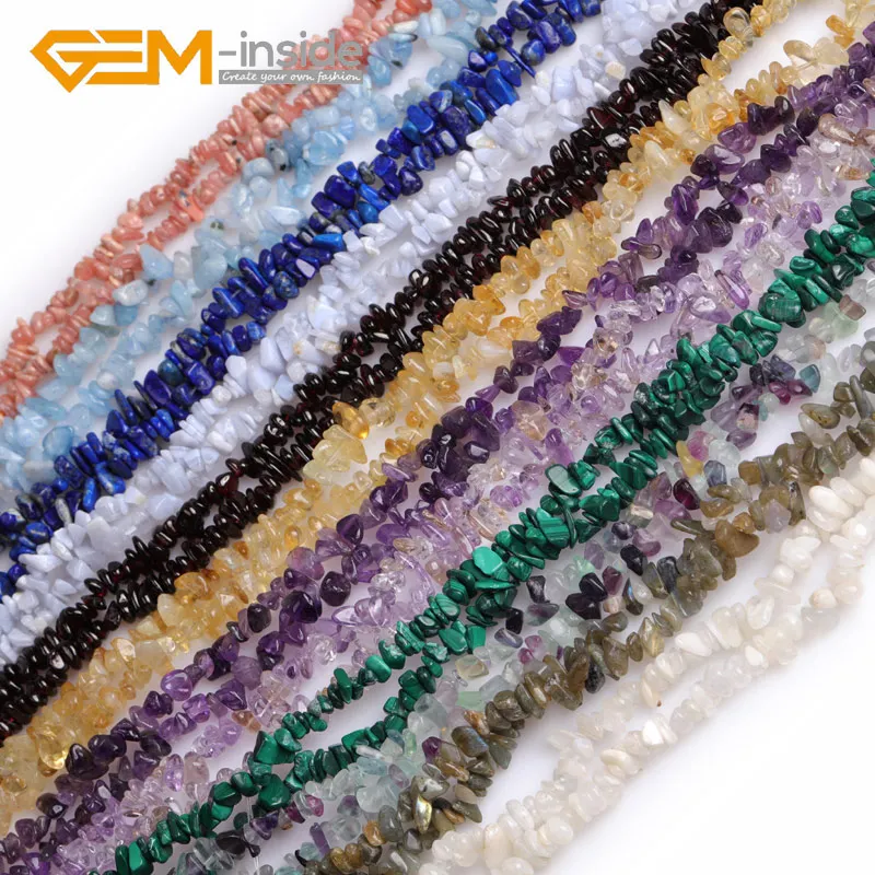 

Hot Sale!3-8mm Natural Stone Beads Chips For Jewelry Making 34"(Red Garnet Aquamarines Fluorite lapis lazuli Citrines Moonstone)