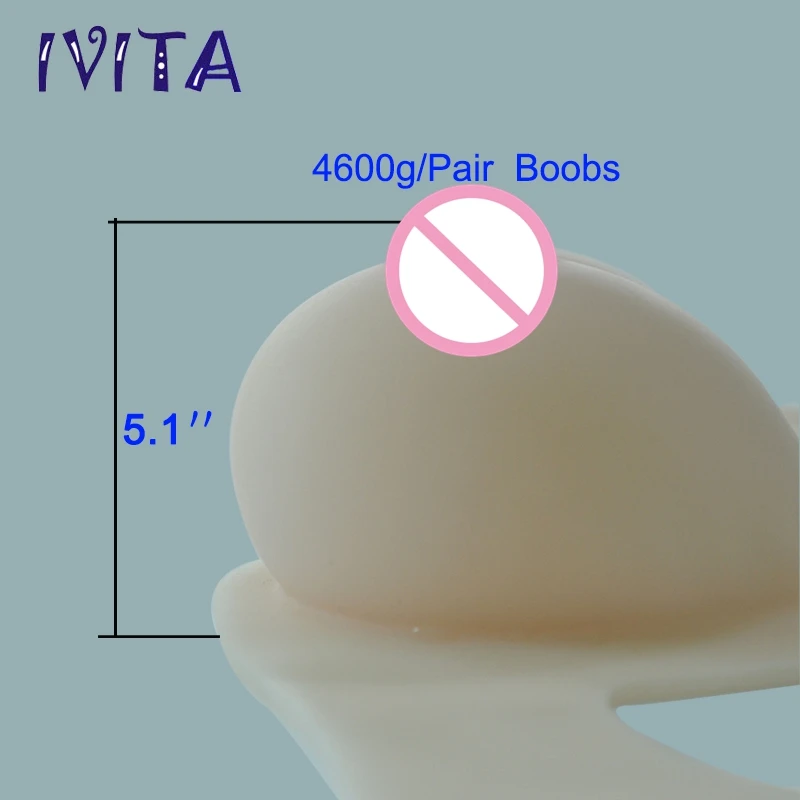IVITA 4600g белая Реалистичная силиконовая форма для груди трансвеститов