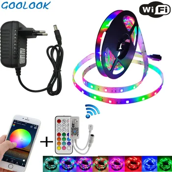

Waterproof LED Strip Light 2835 DC12V Tape Diode Neon Ribbon lamp strip Flexible RGB Led Light String with Controller and Power