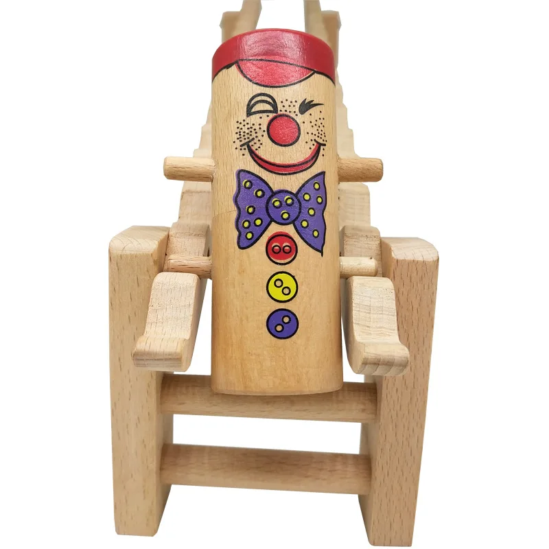 Деревянная Смешной клоун флип игрушка Гравитация игра игрушка
