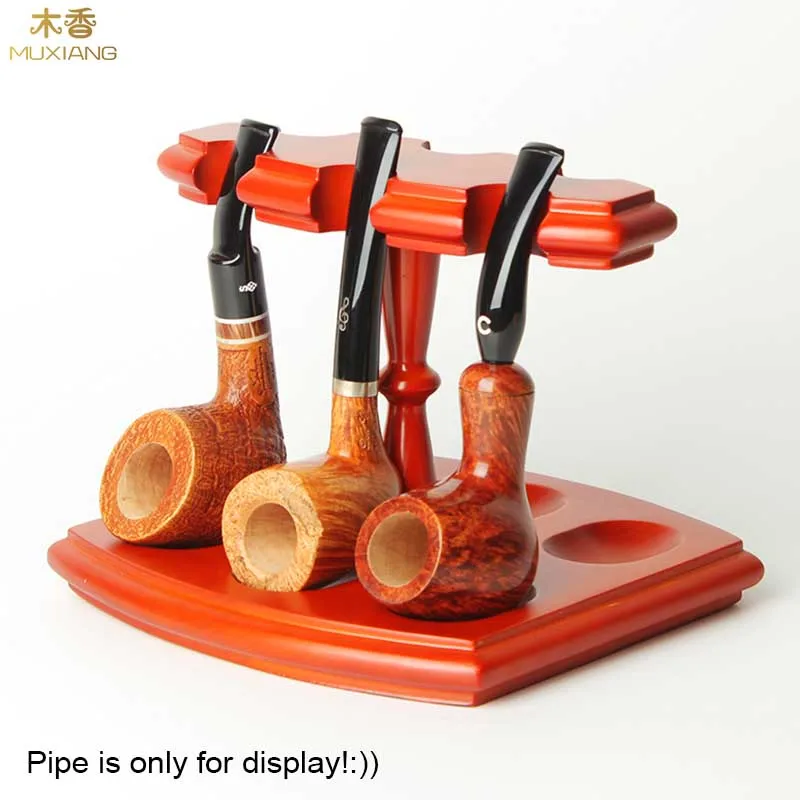 zt8 muxiang good quality beech wood pipe holder 6 seat smoking pipe rack vertical tobacco pipe stander for 6 pipes china factory sale