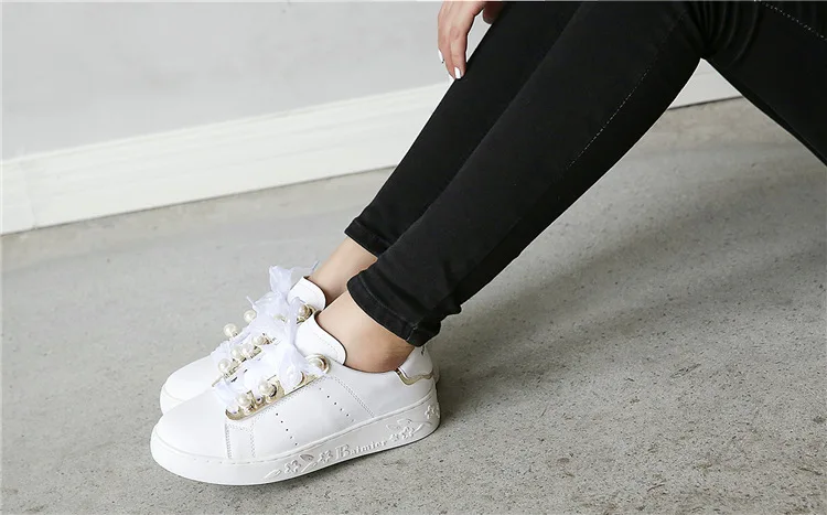 Silk Riband Pérola Sapatos Oxford Mulheres Mocassins