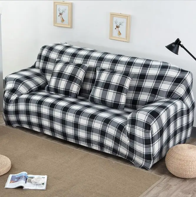 Us 11 0 Thick Velvet Elastic Sofa Cover Lattic Black And White Mix Couch Covers Waterproof Cozy Clothes Layer Clothing In