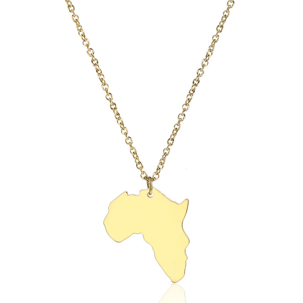 

Feelke Africa Map Creative Design Necklace Metal Pattern Fashion Style