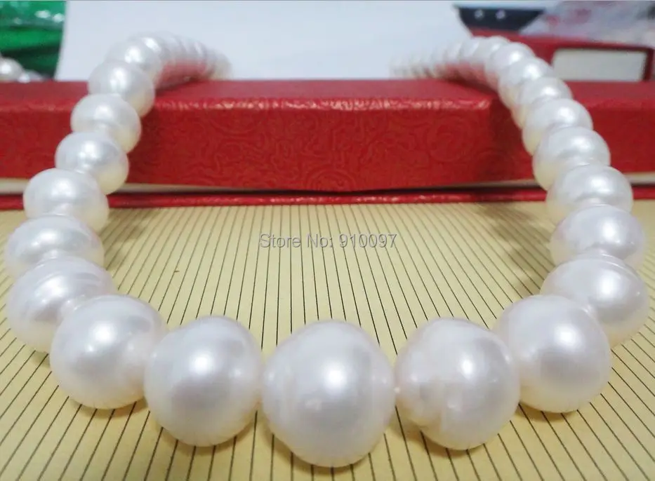 

LHX54013>>>HUGE 18"14MM NATURAL SOUTH SEA GENUINE WHITE PEARL NECKLACE