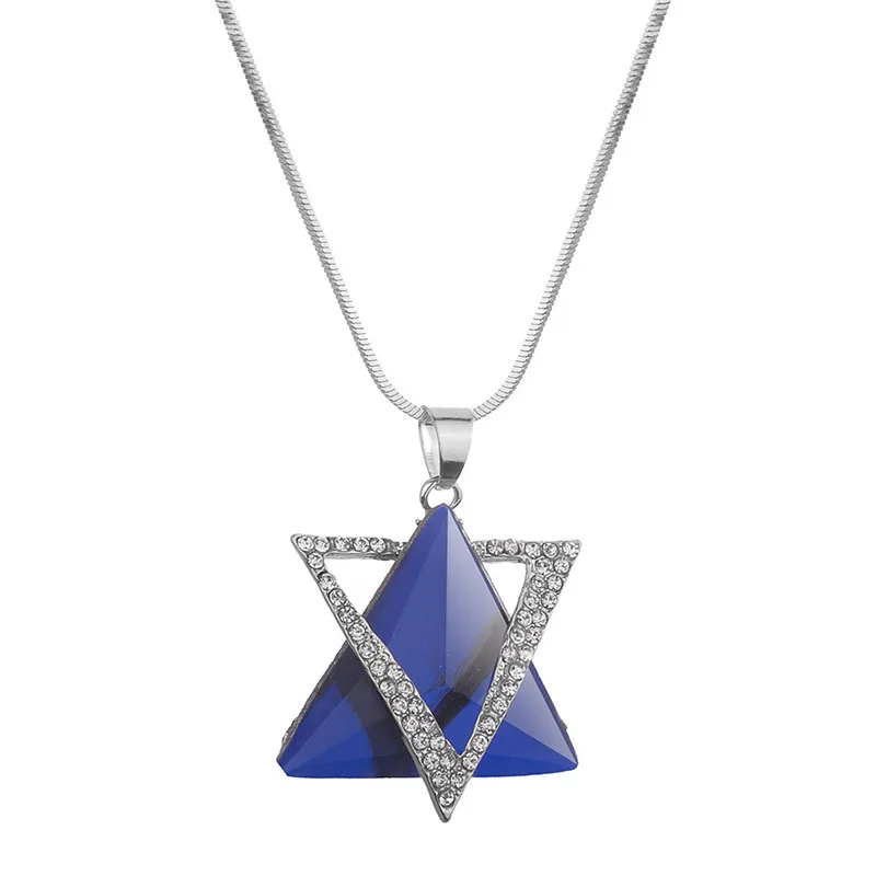 New Simple Silver Grey Blue Snake Chain Crystal Triangle Ladies Personality 2019 Sweater Precious Stone | Украшения и аксессуары