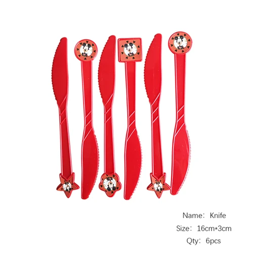 Knife 6pcs Красный Детский комплект для украшения дня рождения с изображением Микки из мультфильма; вечерние принадлежности для дня рождения - Цвет: Knife 6pcs