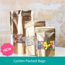 Оптовые цены! Золотой тисненый Ziplock Ziploc мешок цветочный чай сушеные фрукты зерновой порошок кофейные бобы упаковочная сумка 100 шт