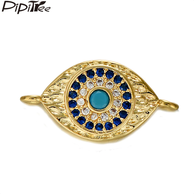 

Pipitree Fashion Pitting Evil Eye Charms Beads fit Bracelet Jewelry Making Copper Blue CZ Zircon Charm DIY Jewelry Accessories