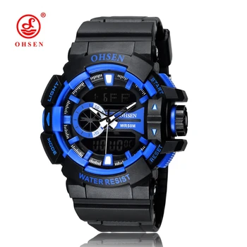 

Hot sale OHSEN relogio masculino Digital Quartz Boy Mens Wristwatch 50M Diving Fashion Outdoor Sport Silicone LCD Watch Gift