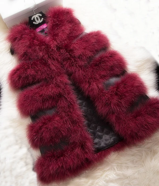 

2019 New Arrival 100% True Ostrich Fur Gillet Female handmade Waistcoat Real Fur Vest TFP688