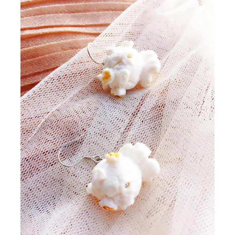 Забавные серьги капли из жареной курицы и попкорна для женщин креативные модные