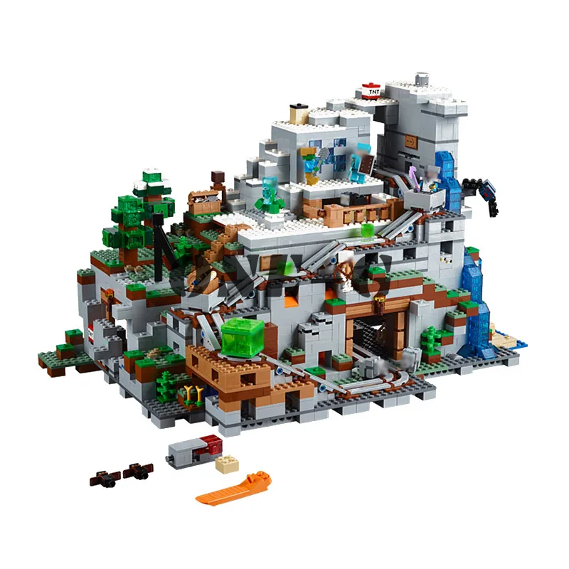 

Compatible with My worlds Minecraft 21137 Building blocks 18032 2932pcs Bricks The Mountain Cave figures toys for children