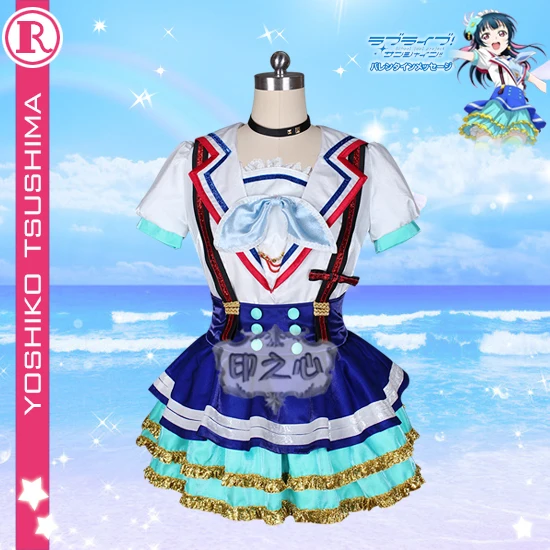 Aqours love live sunshine Tsushima Yoshiko платье для выступлений на сцене Рождественский костюм для косплея Новогоднее платье рубашка+ юбка+ брюки+ галстук+ перчатки