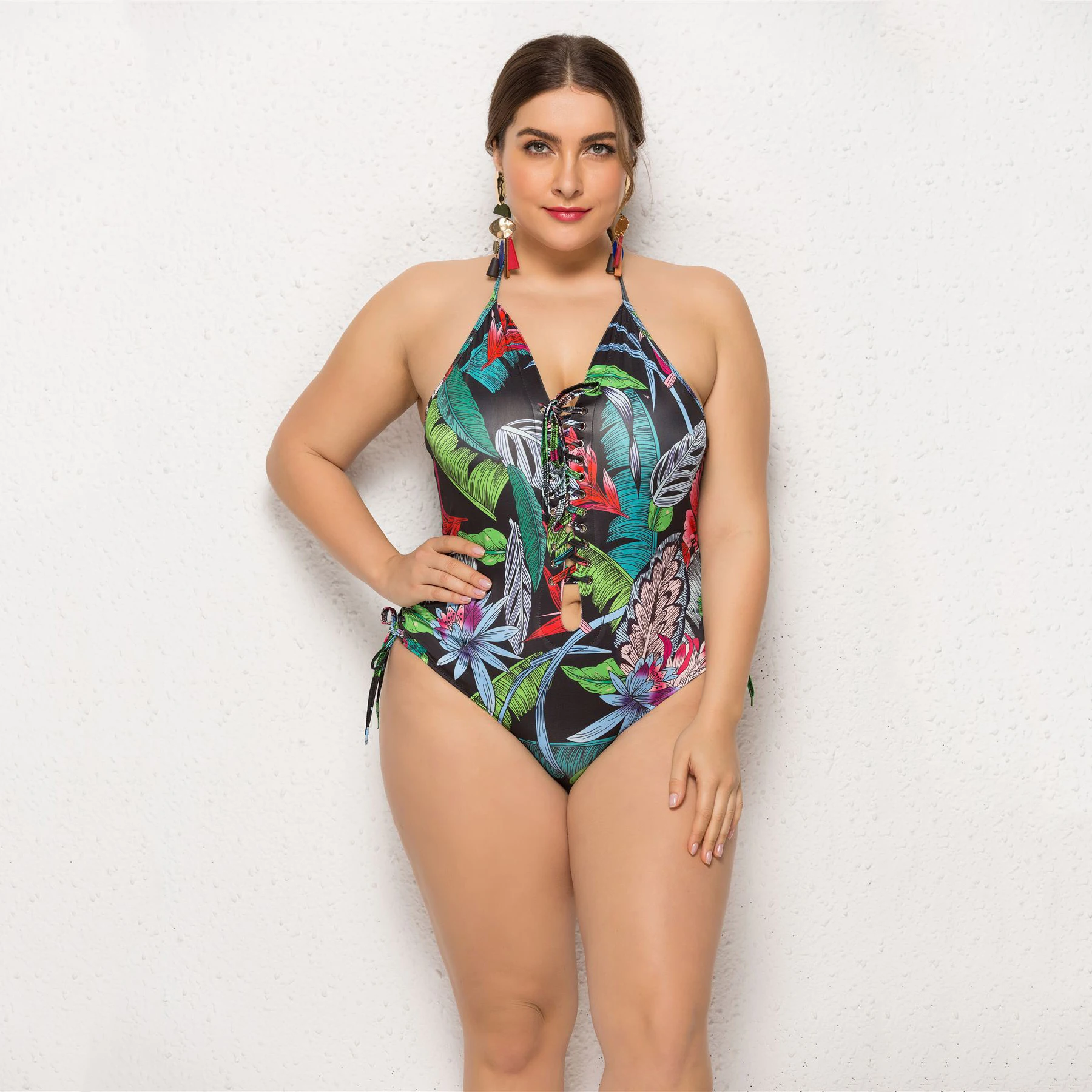 green plunge swimsuit