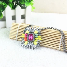 2015 Crystal Flower Necklaces & Pendants For Women Designer Statement Necklace Fashion Luxury Pendant Necklace Jewelry Wholesale