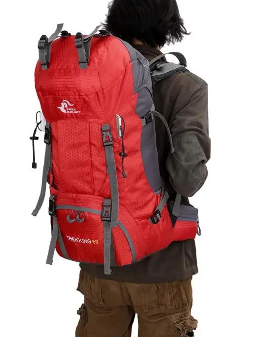 Free Knight 60L large capacity climbing professional mountaineering bag men and women hiking camping outdoor bag + rain cover